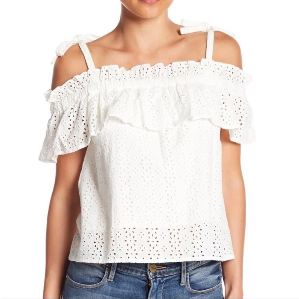 Melrose and Market Eyelet Shoulder Tie Top